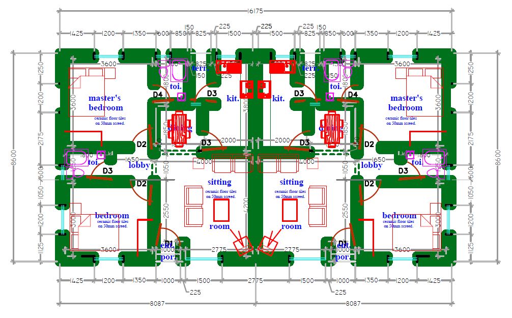 Semi Detached Identify Layout Plan Amulo Design